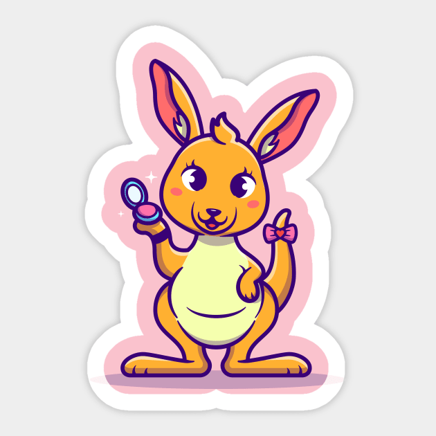 Cute Kangaroo With Make Up Cartoon Sticker by Catalyst Labs